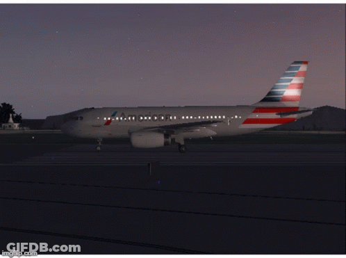 An American Airlines Plane Is Taking Off From A Runway GIF