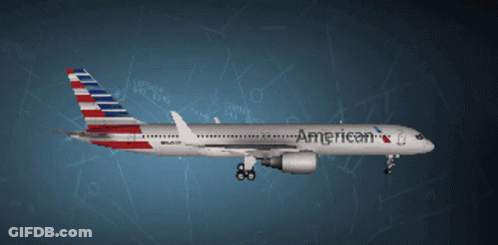 An American Airlines Plane With The Number 88 On The Tail GIF