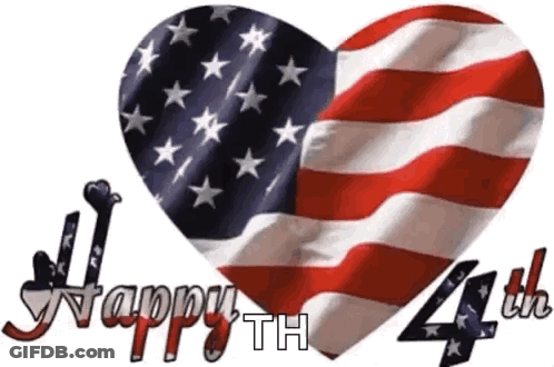 An American Flag In The Shape Of A Heart With The Words Happy 4Th Written Below It GIF