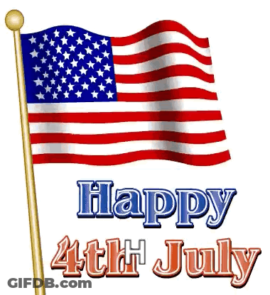 An American Flag On A Pole With The Words Happy 4Th Of July GIF