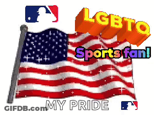 An American Flag With The Words Lgbtq Sports Fan On Top GIF