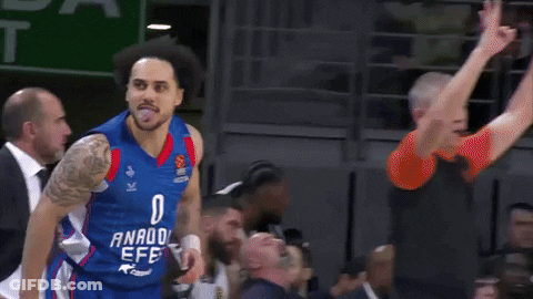 An Anadolu Efes Basketball Player Sticks His Tongue Out During A Game GIF