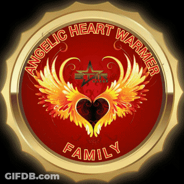 An Angelic Heart Warmer Family Logo With A Heart With Wings GIF