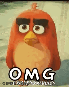 An Angry Bird From The Angry Birds Movie Is Making A Funny Face And Saying Omg . GIF