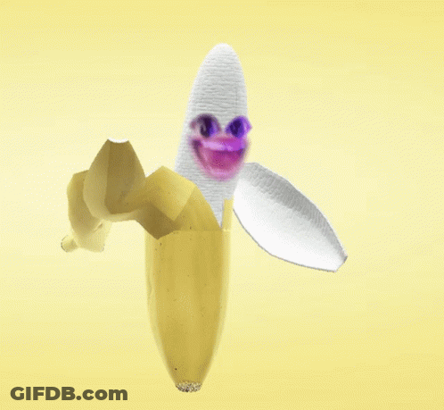 An Animated Banana With A Smiley Face On It GIF