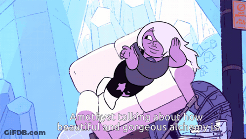 An Animated Cartoon Of Amethyst Talking About How Beautiful And Gorgeous She Is GIF