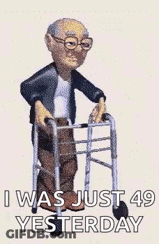 An Animated Cartoon Of An Elderly Man Using A Walker . GIF