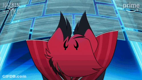 An Animated Character From Hazbin Hotel Is On A Screen GIF