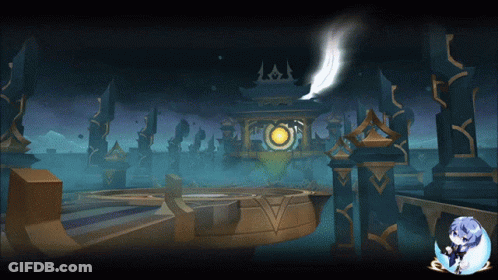 An Animated Image Of A Castle With A Clock On Top Of It GIF