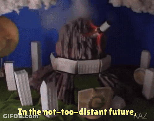 An Animated Scene With The Words In The Not-Too-Distant Future Az GIF