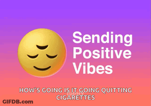 An Animated Smiley Face With The Words Sending Positive Vibes Below It GIF