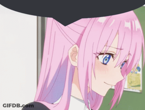 An Anime Girl With Pink Hair And Blue Eyes GIF
