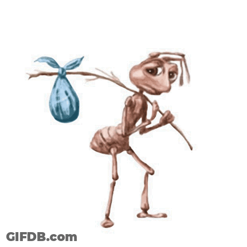 Ant Carrying Blue Bag GIF