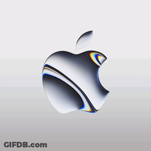 An Apple Logo In A White Circle With A Rainbow GIF