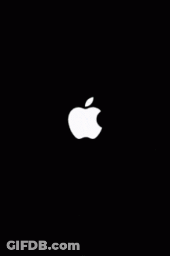 An Apple Logo Is Displayed On A Black Screen GIF