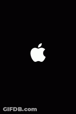 An Apple Logo Is Displayed On A Black Screen GIF