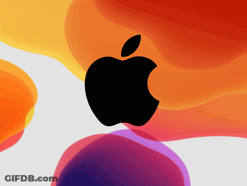 An Apple Logo Is Displayed On A Multicolored Background GIF