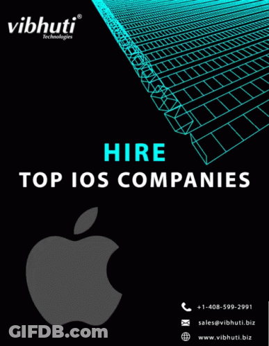 An Apple Logo Is On A Black Background With The Words Hire Top Ios Companies Below It GIF