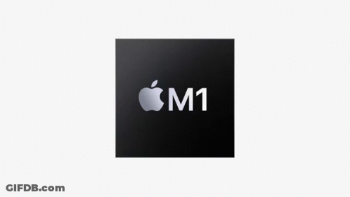 An Apple M1 Chip Is Attached To A Computer Monitor And A Laptop GIF