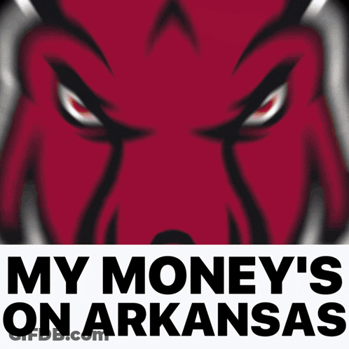 An Arkansas Logo With The Words My Money 'S On Arkansas Below It GIF