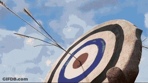 An Arrow Is Hitting A Target With A Blue Circle In The Center GIF