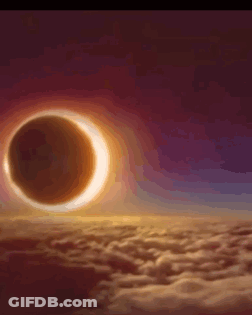 An Artist 'S Impression Of A Partial Eclipse Over The Clouds GIF