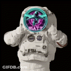 An Astronaut Is Giving A Thumbs Up With A Purple Star In His Eye GIF