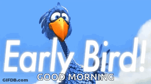An Early Bird Good Morning Sign With A Bird On It GIF