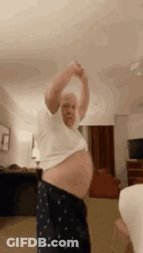 Elderly Man Dancing In Living Room GIF