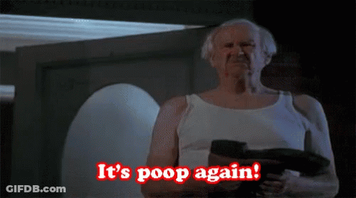 An Elderly Man Is Holding A Hair Dryer And Says It 'S Poop Again .. GIF