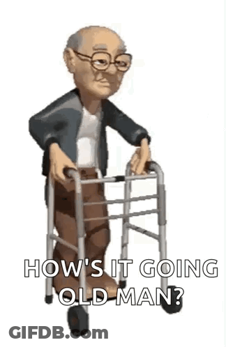 An Elderly Man Is Walking With A Walker . GIF
