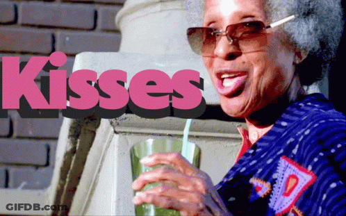 Elderly Woman Drinking Green Kisses Drink GIF