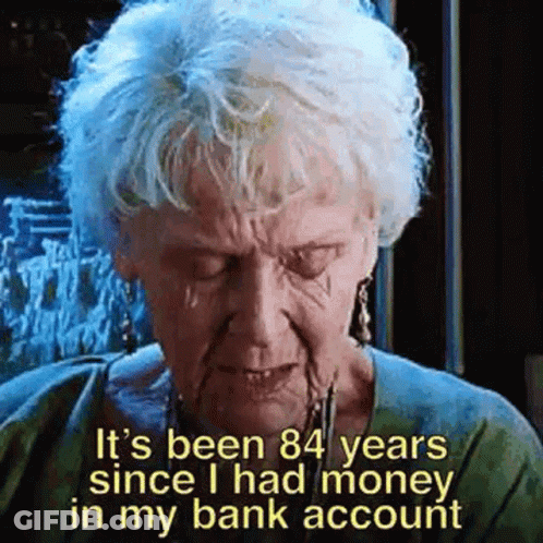 An Elderly Woman Is Crying While Talking About Her Bank Account . GIF