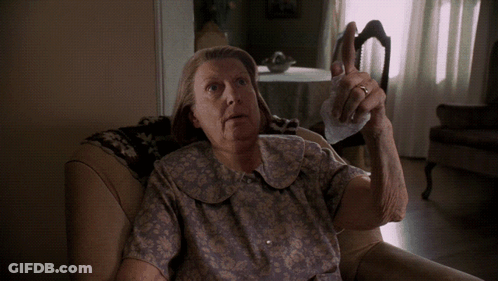 An Elderly Woman Is Sitting On A Couch And Saying I Don 'T GIF