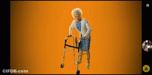 An Elderly Woman Is Using A Walker On A Video Call GIF