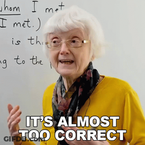 An Elderly Woman Says It 'S Almost Too Correct In Front Of A White Board GIF