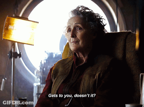 Elderly Woman Sitting With Gets To You Text GIF