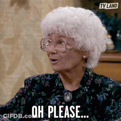 An Elderly Woman With Glasses Says Oh Please In Front Of A Tv Land Logo GIF
