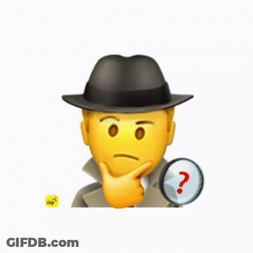 An Emoji Wearing A Hat Is Holding A Magnifying Glass With A Chocolate Bar On It GIF