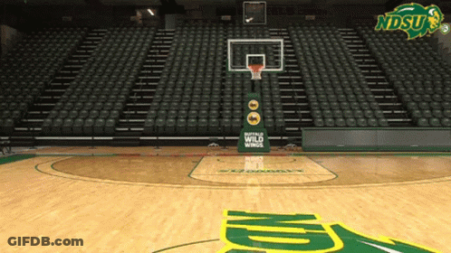 An Empty Basketball Court With A Buffalo Wild Wings Logo GIF
