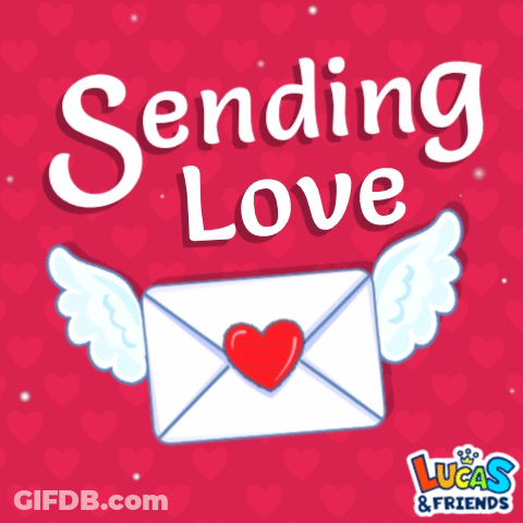 An Envelope With Wings Has A Heart On It And The Words Sending Love GIF