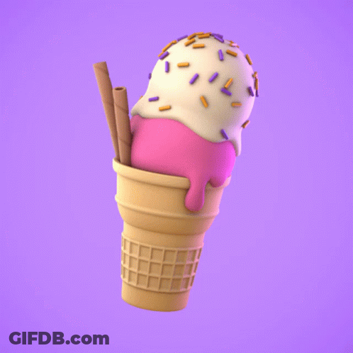 An Ice Cream Cone With Two Scoops Of Ice Cream And Sprinkles GIF