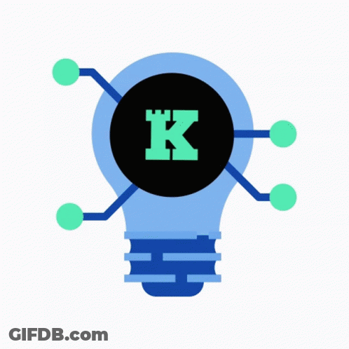 An Icon Of A Light Bulb With A Letter K On It GIF