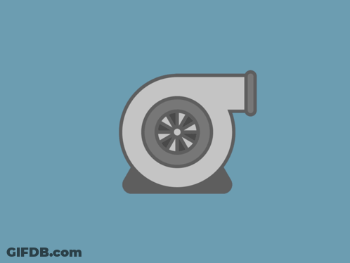 An Icon Of A Turbocharger With A Blue Background GIF