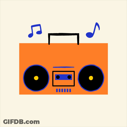 An Illustration Of A Boombox That Says " Happy Friday " GIF