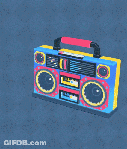 An Illustration Of A Boombox With Headphones Attached To It . GIF