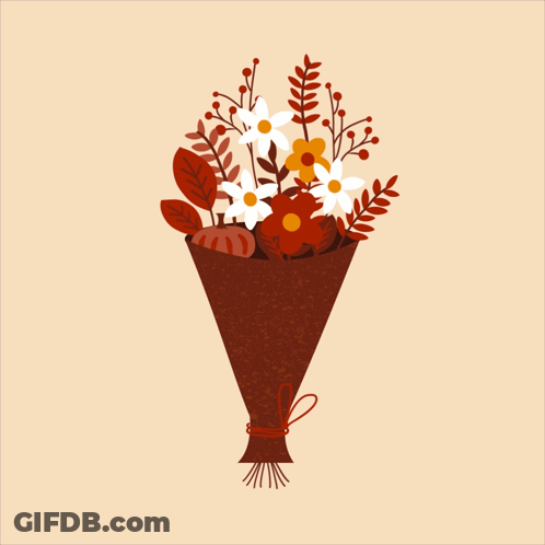 An Illustration Of A Bouquet Of Flowers With Leaves GIF