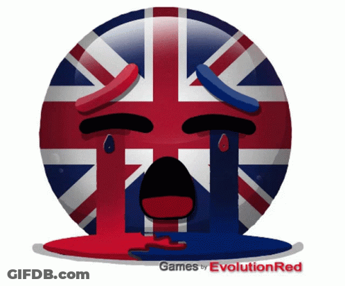 An Illustration Of A British Flag With Tears Coming Out Of It GIF