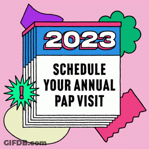 An Illustration Of A Calendar That Says Schedule Your Annual Pap Visit On It GIF