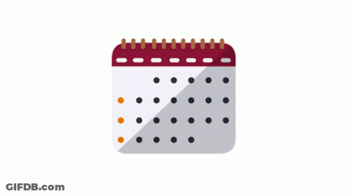 An Illustration Of A Calendar With Dots On It And A Notepad Next To It GIF